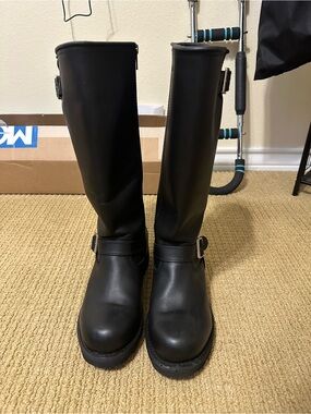 Men's Black Tall Buckle Riding Boots